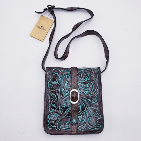 Patricia Nash Women Turquoise Tooled Venezia Crossbody Bag Purse Turquoise - Picture 1 of 11